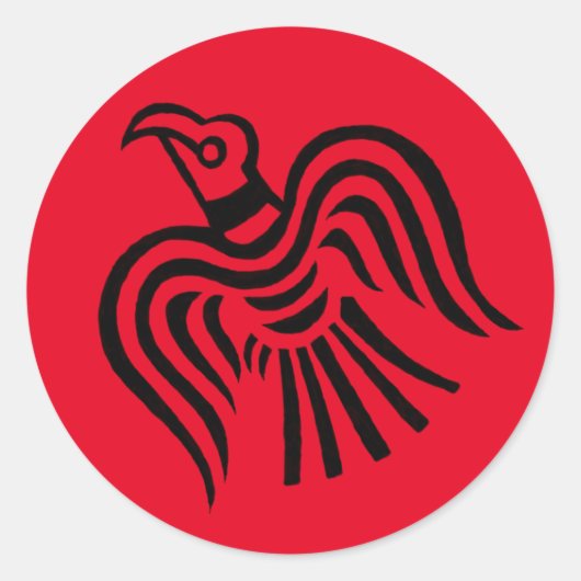 バイキングの旗のワタリガラスの記号 ラウンドシール (正面)