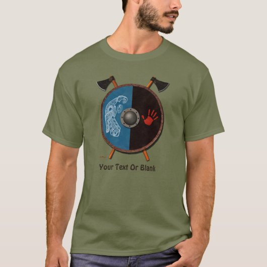 バイキングの盾と斧 Tシャツ (正面)