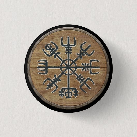 バイキングの盾ボタン- Vegvísir 缶バッジ (正面)