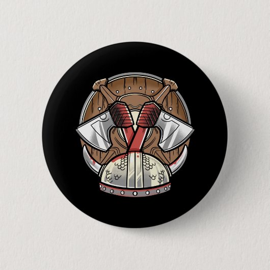 バイキングの盾 - 戦士のロゴ 缶バッジ (正面)