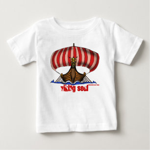 バイキングの船のおもしろいなベビーのTシャツ ベビーTシャツ