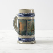 バイキングの船の航行、海の霧、バイキングの人の採取 ビールジョッキ (正面左)