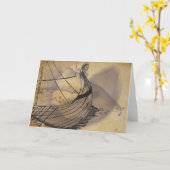 バイキングの船のBardenの挨拶状 カード (黄色い花)