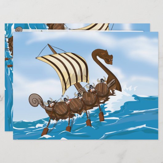 バイキングの船 招待状 (正面/裏面)