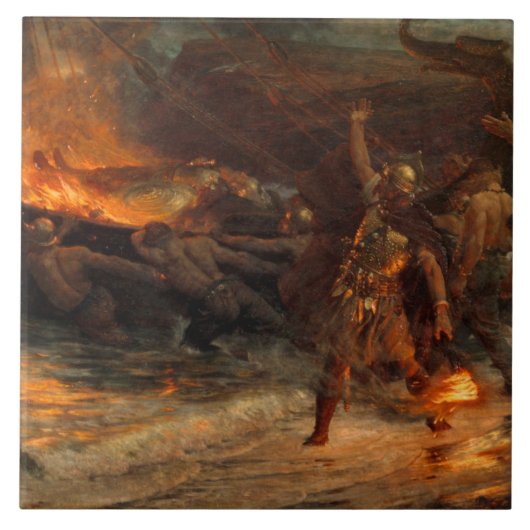 バイキングの葬儀(フランク・ディクシー) タイル (正面)