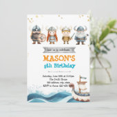 バイキングの誕生日パーティー招待状 招待状 (スタンド正面)