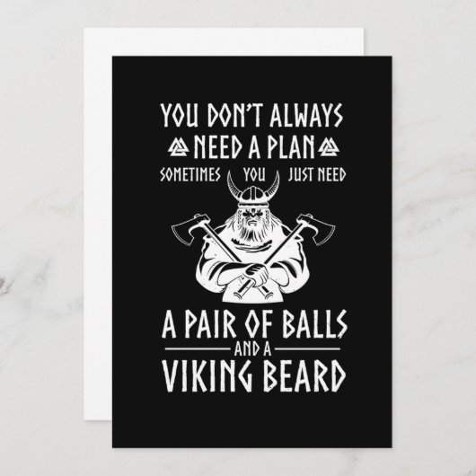 バイキングひげを生やした戦士ヴァルハラアックスノーズミソログ 招待状 (正面/裏面)