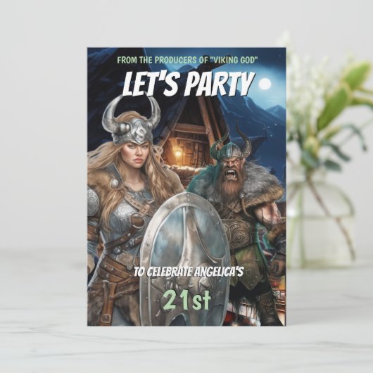 バイキングをテーマにしたノルセの戦士の中世の女性 招待状 (スタンド正面)