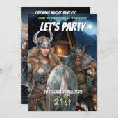 バイキングをテーマにしたノルセの戦士の中世の女性 招待状 (正面/裏面)