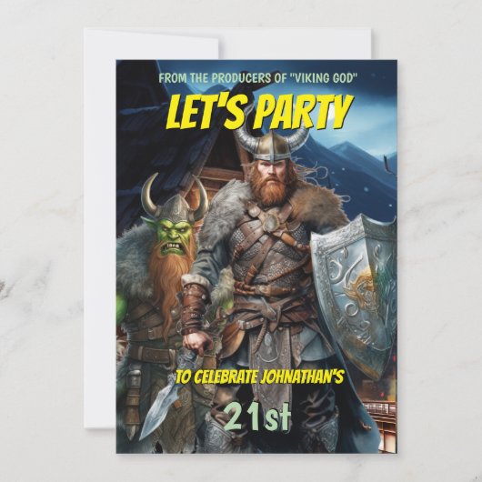 バイキングをテーマにしたノルセの戦士の中世ファンタジー船 招待状 (正面)