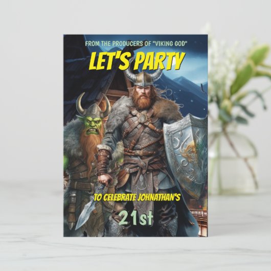 バイキングをテーマにしたノルセの戦士の中世ファンタジー船 招待状 (スタンド正面)