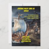 バイキングをテーマにしたノルセの戦士の中世ファンタジー船 招待状 (裏面)