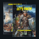 バイキングをテーマにしたノルセの戦士の中世ファンタジー船 招待状<br><div class="desc">毛皮と金属のズボンとトップを持つ角張ったヘルメットと革を身に着けた2人の野蛮なバイキングの戦士が威嚇するように立っている。彼らは鋼剣と盾を握り締め、背後の遠くの丘に囲まれている。どちらも長いひげをもち、戦素晴らし戦者の標本を受け取っている。背中にはファンタジー水彩船が係留され、野蛮な北兵が立っている。緑はっきりしたと黄色の文字のテンプレートは、あなたのvustomの言葉のために前後に表示される。これらは「バイキングをテーマにした誕生日パーティー」に最適で、大人と子供の両方に適している。</div>