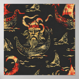 バイキングをテーマにした海シーン ポスター