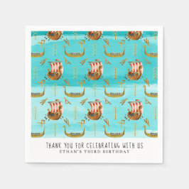 バイキングをテーマにした誕生日パーティナプキンス スタンダードカクテルナプキン