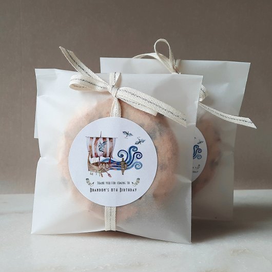 バイキングをテーマにした誕生日パーティーありがとうお願い ラウンドシール