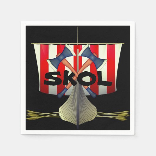 バイキングインスパイア紙パーティーナプキン スタンダードカクテルナプキン (正面)