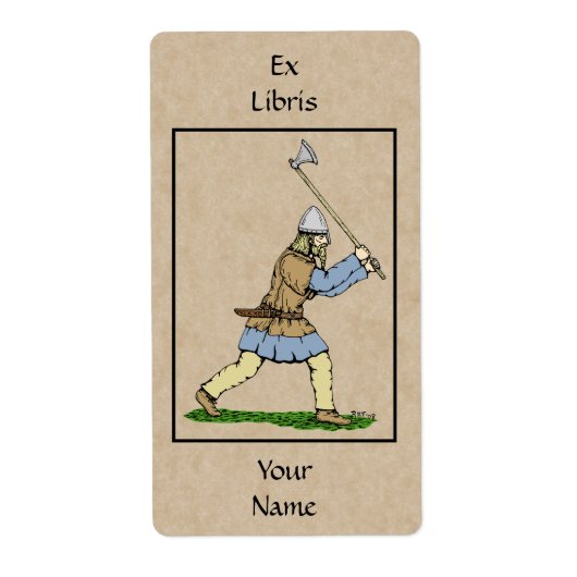 バイキングウォリアー振り回しブロードアックス蔵書票 ラベル (正面)