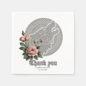 バイキングウルフ&バラ。オオカミの頭を様式化。 スタンダードカクテルナプキン (正面)