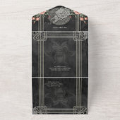 バイキングウルフ&バラ。様式化した狼の頭 オールインワン招待状 (外側)