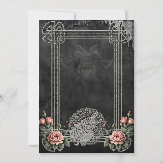 バイキングウルフ&バラ。様式化した狼の頭 セーブザデート (裏面)