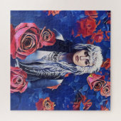 バイキングウーマンレッドローゼズオリジナル抽象芸術アート ジグソーパズル (横)