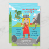 バイキングガールとドラゴンバースデーパーティー 招待状 (正面/裏面)