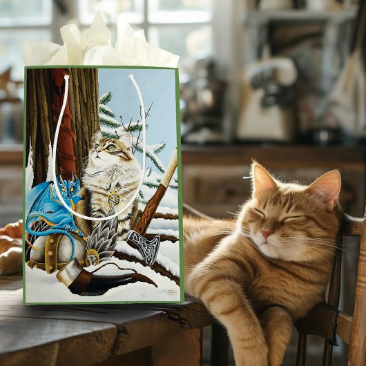 バイキングキャットブルードラゴン ミディアムペーパーバッグ