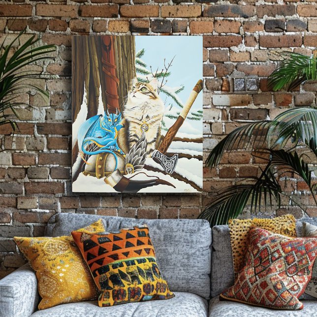 バイキングキャットブルードラゴン メタルプリント (クリエイターアップロード済み)