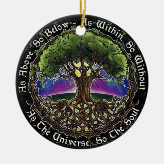 バイキングケルトの木ライフノットウィッカ信者ウィッチパガン セラミックオーナメント (正面)