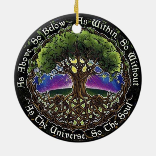 バイキングケルトの木ライフノットウィッカ信者ウィッチパガン セラミックオーナメント (裏面)