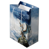 バイキングケルト結婚ドラゴンまたは誕生日 ミディアムペーパーバッグ (裏面アングル)