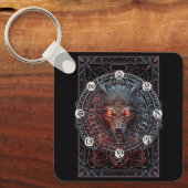 バイキングケルト風ウルフブランドノーズ神話ウォ キーホルダー (正面)