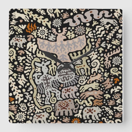 バイキングシャーマン儀式ウォールクロック スクエア壁時計 (正面)