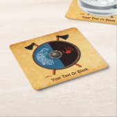 バイキングシールドと軸 スクエアペーパーコースター (アングル)