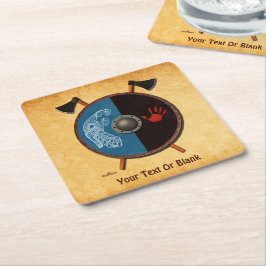 バイキングシールドと軸 スクエアペーパーコースター