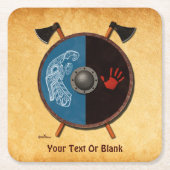 バイキングシールドと軸 スクエアペーパーコースター (正面)