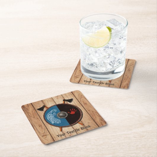 バイキングシールドと軸 スクエアペーパーコースター (インサイチュ)