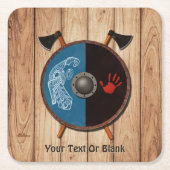 バイキングシールドと軸 スクエアペーパーコースター (正面)