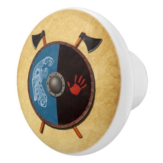 バイキングシールドと軸 セラミックノブ (右)