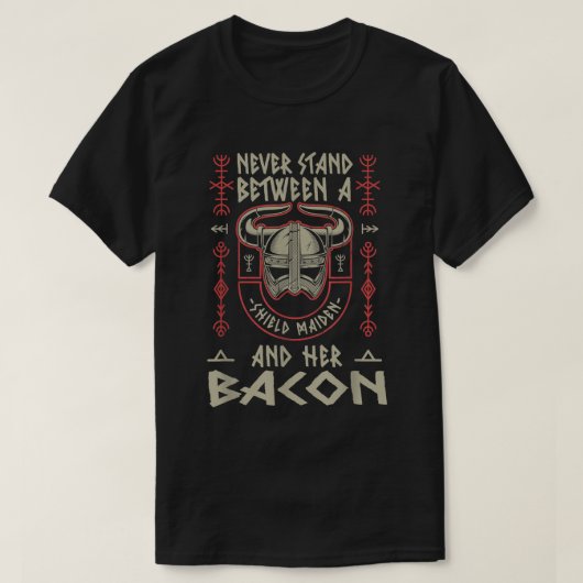 バイキングシールドメイドベーコンオーバーノースポークベリー Tシャツ (デザイン正面)