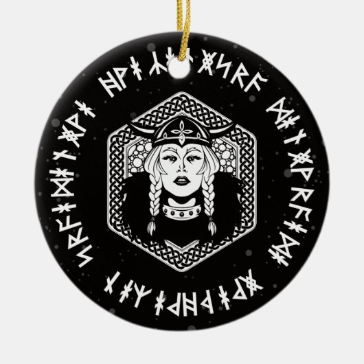 バイキングシールド乙女ケルト戦士 セラミックオーナメント (正面)