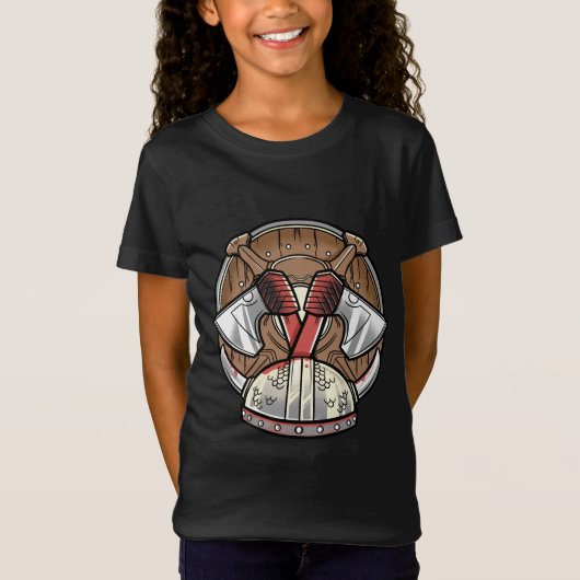 バイキングシールド – 漫画のロゴ Tシャツ (正面)