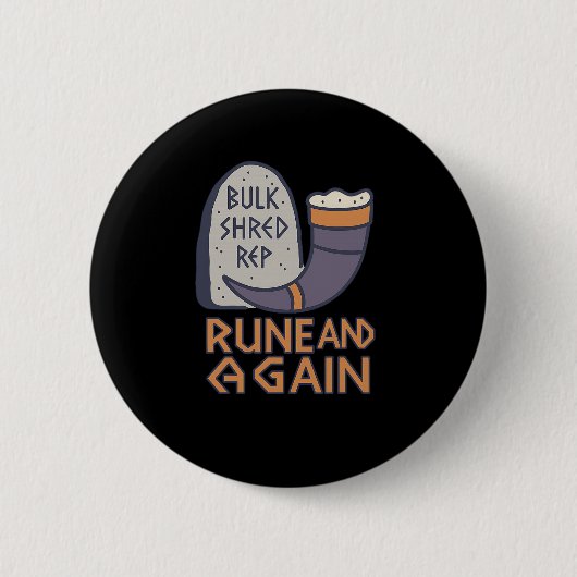 バイキングジムルーン及び筋用ゲインフィットネスことわざ 缶バッジ (正面)