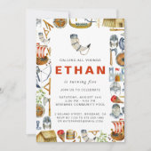 バイキングテーマの誕生日パーティーの招待 招待状 (正面)