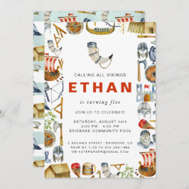 バイキングテーマの誕生日パーティーの招待 招待状