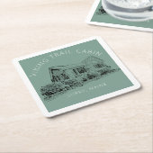 バイキングトレイルキャビンの広場、緑、紙コースター スクエアペーパーコースター (アングル)