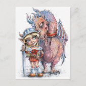 バイキングトロールガールと彼女のドラゴン ポストカード (正面)