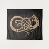 バイキングドラゴンノット – 黒の古代の北のシンボル タペストリー (正面(横))