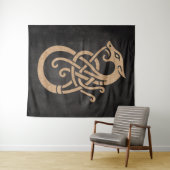 バイキングドラゴンノット – 黒の古代の北のシンボル タペストリー (インサイチュ(横))